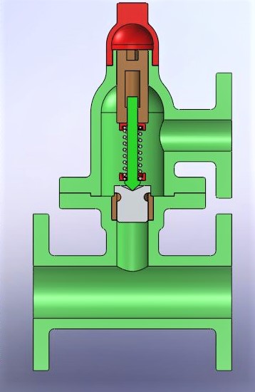 带弹簧的安全阀3D数模图纸 Solidworks设计 附工程图